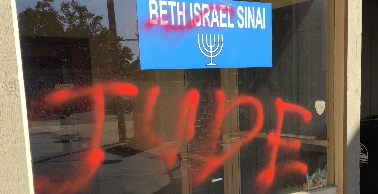 Anti-Semitic graffiti found on Racine synagogue, back door